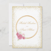 Roze Bloemen & Roos Glitter Islamitische Moslim br Kaart (Achterkant)