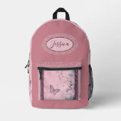 Roze bloemen, roos, glitter roze rugzak (Voorkant)