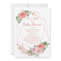 Roze Bloemen Roos Goud Meisje Baby shower