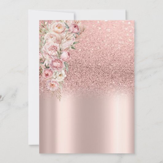 Roze Bloemen Roos Gouden Glitter Afstuderen Kaart (Achterkant)