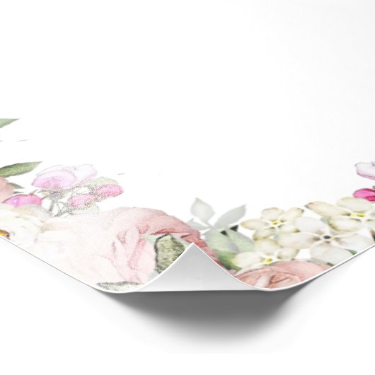 Roze Bloemen Roos Lijst Foto Afdruk (Hoek)