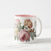 Roze Bloemen Roos Mok (Voorkant rechts)