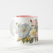 Roze Bloemen Roos Mok (Voorkant links)