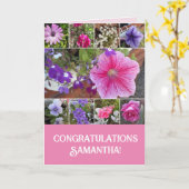 Roze bloemen Roos Petunia Daisy Birthday Ca Kaart (Gele Bloem)