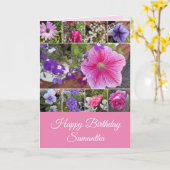 Roze bloemen Roos Petunia Daisy Birthday Ca Kaart (Gele Bloem)