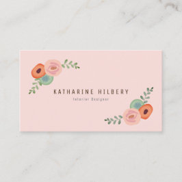 Roze Bloemen Roos & Poppy Visitekaartje