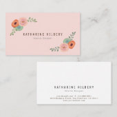 Roze Bloemen Roos & Poppy Visitekaartje (Voorkant / Achterkant)