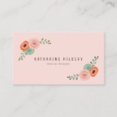 Roze Bloemen Roos & Poppy Visitekaartje (Voorkant)