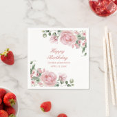 Roze Bloemen Roos Verjaardag Party Bord Servet (Insitu)