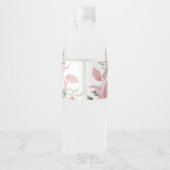 Roze Bloemen Roos Verjaardag Party Bord Waterfles Etiket (Achterkant)