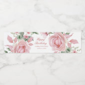 Roze Bloemen Roos Verjaardag Party Bord Waterfles Etiket (Enkel label)