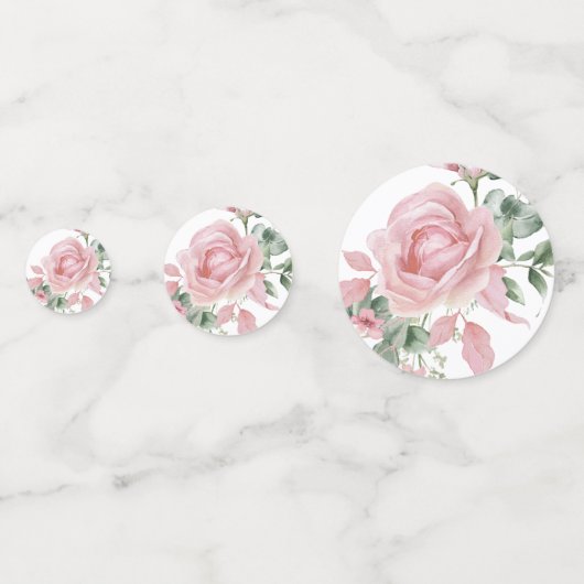 Roze Bloemen Roos Verjaardagsfeest Confetti (Voorkanten)