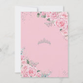 Roze Bloemen Roos Vlinders Sweet 16 Quinceañera Bedankkaart (Achterkant)