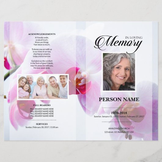 Roze Bloemen Rouw Template (Voorkant)