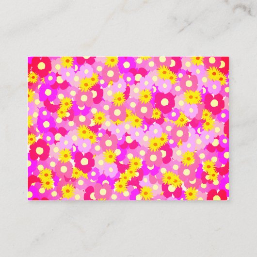 Roze Bloemen Roze Baby Voorspellingen Game Informatiekaartje (Achterkant)