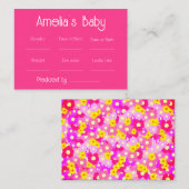 Roze Bloemen Roze Baby Voorspellingen Game Informatiekaartje (Voorkant / Achterkant)