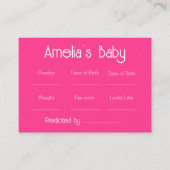 Roze Bloemen Roze Baby Voorspellingen Game Informatiekaartje (Voorkant)