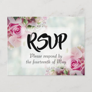 Roze Bloemen Roze Boeket Bruiloft RSVP Briefkaart