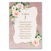 Roze Bloemen Roze Goud Doop Stoelenkaart   Kaart (Achterkant)