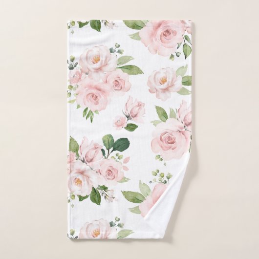 Roze bloemen, roze rozen, Waterverf bloemen Bad Handdoek (Handdoek)