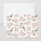 Roze bloemen, roze rozen, Waterverf bloemen Briefkaart (Voorkant / Achterkant)