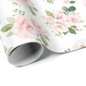 Roze bloemen, roze rozen, Waterverf bloemen Cadeaupapier (Rol Hoek)