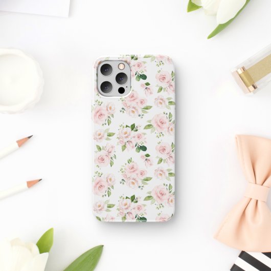 Roze bloemen, roze rozen, Waterverf bloemen Case-Mate iPhone Case