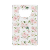 Roze bloemen, roze rozen, Waterverf bloemen Creditkaart Flessenopener (Voorkant)