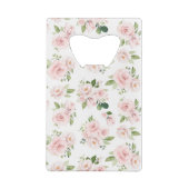 Roze bloemen, roze rozen, Waterverf bloemen Creditkaart Flessenopener (Achterkant)