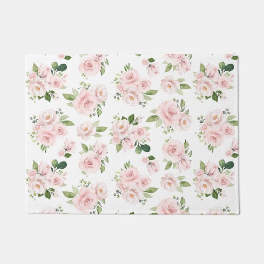 Roze bloemen, roze rozen, Waterverf bloemen Deurmat (Voorkant)
