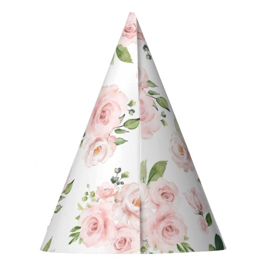 Roze bloemen, roze rozen, Waterverf bloemen Feesthoedjes (Achterkant)