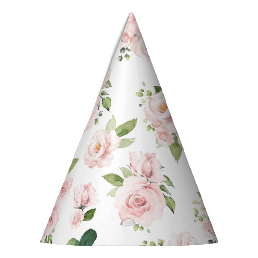 Roze bloemen, roze rozen, Waterverf bloemen Feesthoedjes (Links)