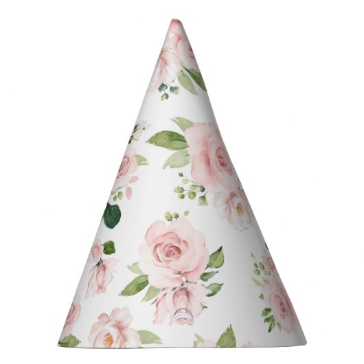 Roze bloemen, roze rozen, Waterverf bloemen Feesthoedjes (Rechts)