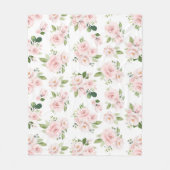 Roze bloemen, roze rozen, Waterverf bloemen Fleece Deken (Voorkant)