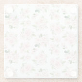 Roze bloemen, roze rozen, Waterverf bloemen Glazen Onderzetter (Achterkant)