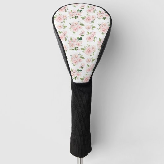 Roze bloemen, roze rozen, Waterverf bloemen Golfheadcover (Voorkant)