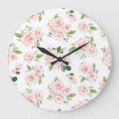 Roze bloemen, roze rozen, Waterverf bloemen Grote Klok (Voorkant)