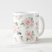 Roze bloemen, roze rozen, Waterverf bloemen Grote Koffiekop (Voorkant rechts)