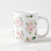 Roze bloemen, roze rozen, Waterverf bloemen Grote Koffiekop (Rechts)