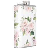 Roze bloemen, roze rozen, Waterverf bloemen Heupfles (Rechts)