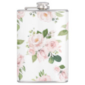 Roze bloemen, roze rozen, Waterverf bloemen Heupfles (Voorkant)