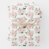 Roze bloemen, roze rozen, Waterverf bloemen Inpakpapier Vel (In situ)