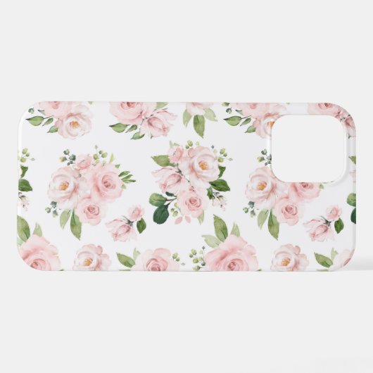 Roze bloemen, roze rozen, Waterverf bloemen iPhone Hoesje (Achterkant horizontaal)