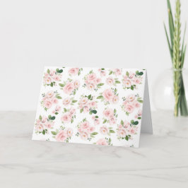 Roze bloemen, roze rozen, Waterverf bloemen Kaart