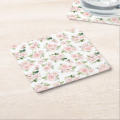 Roze bloemen, roze rozen, Waterverf bloemen Kartonnen Onderzetters (Schuin)