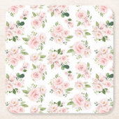 Roze bloemen, roze rozen, Waterverf bloemen Kartonnen Onderzetters (Voorkant)