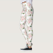 Roze bloemen, roze rozen, Waterverf bloemen Leggings (Links)