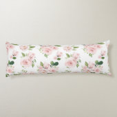 Roze bloemen, roze rozen, Waterverf bloemen Lichaamskussen (Achterkant)