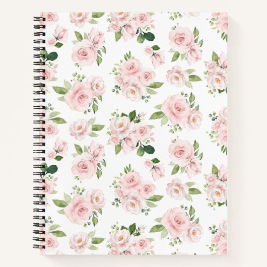 Roze bloemen, roze rozen, Waterverf bloemen Notitieboek (Voorkant)