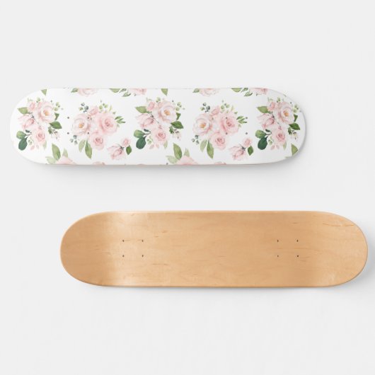 Roze bloemen, roze rozen, Waterverf bloemen Persoonlijk Skateboard (Horizontaal)